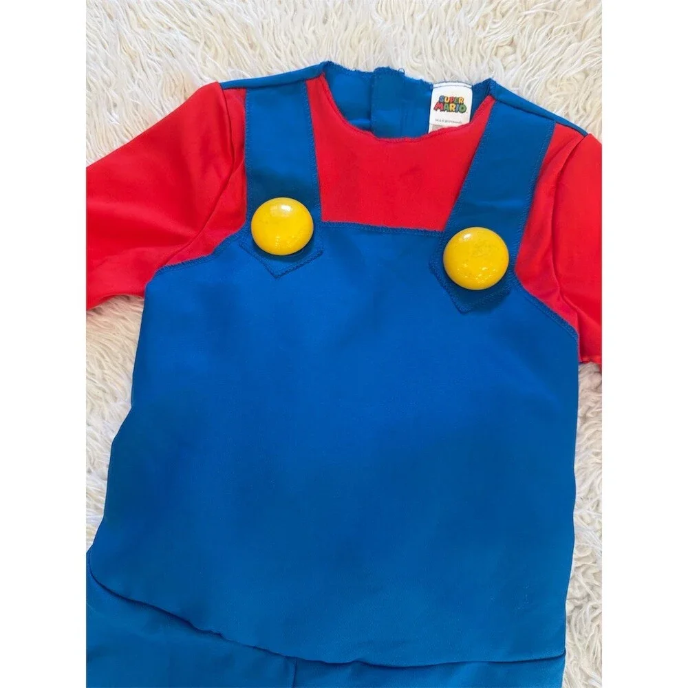 Disguise Super Mario Bros Mario Costume Jumpsuit Kids Youth M 7/8
